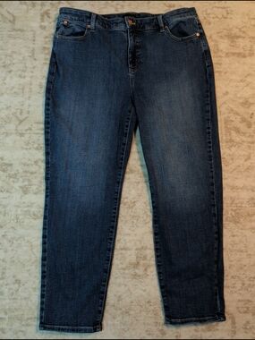 Talbots Straight Leg Jeans in Dark Blue Denim Size 16P